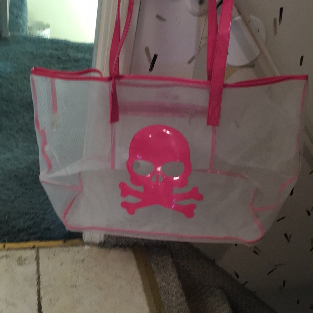 Lolo Beach bag with Hot pink skull